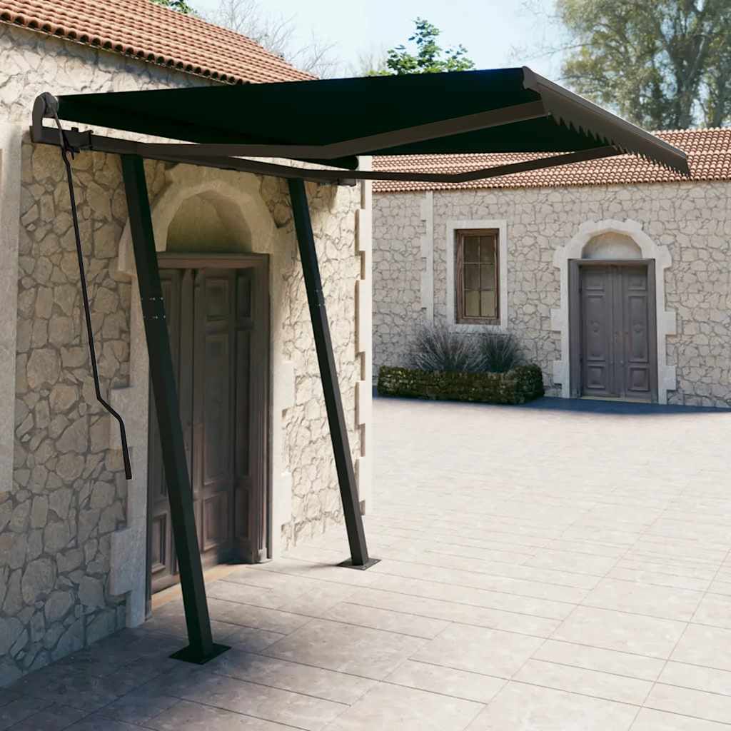 Tenda da Sole Retrattile Automatica con Pali 3,5x2,5m Antracite 3070129