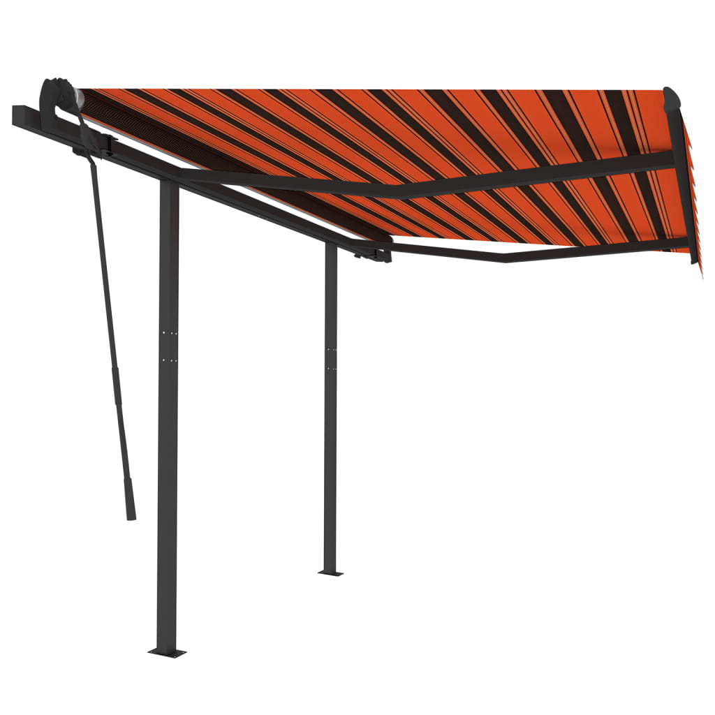 Tenda Retrattile Automatica con Pali 3,5x2,5m Arancio e Marrone 3070130