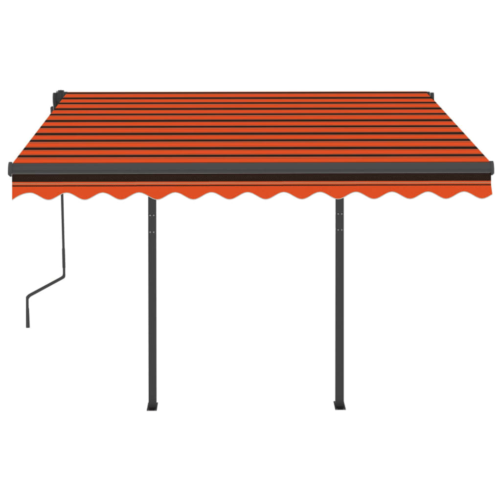 Tenda Retrattile Automatica con Pali 3,5x2,5m Arancio e Marrone cod mxl 39717