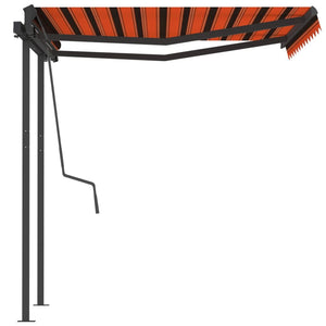 Tenda Retrattile Automatica con Pali 3,5x2,5m Arancio e Marrone cod mxl 39717