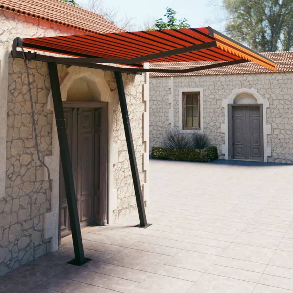 Tenda Retrattile Automatica con Pali 3,5x2,5m Arancio e Marrone cod mxl 39717