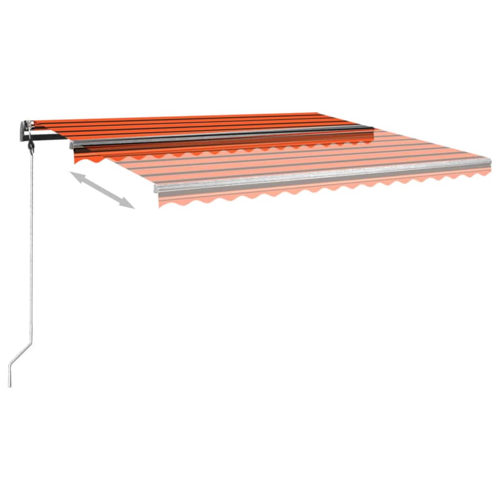 Tenda Sole Retrattile Manuale con Pali 4x3 m Arancione Marrone 3070140