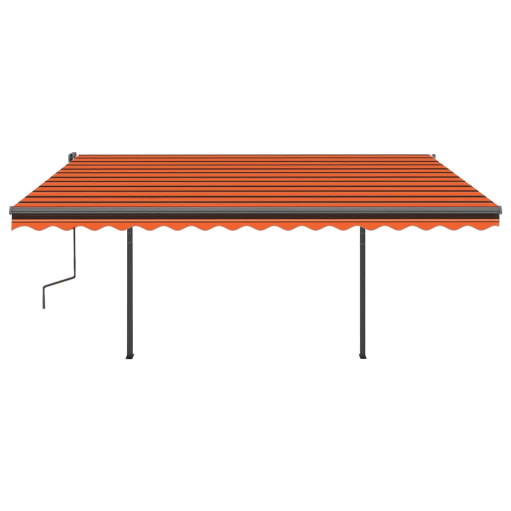 Tenda Sole Retrattile Manuale con Pali 4x3 m Arancione Marrone 3070140