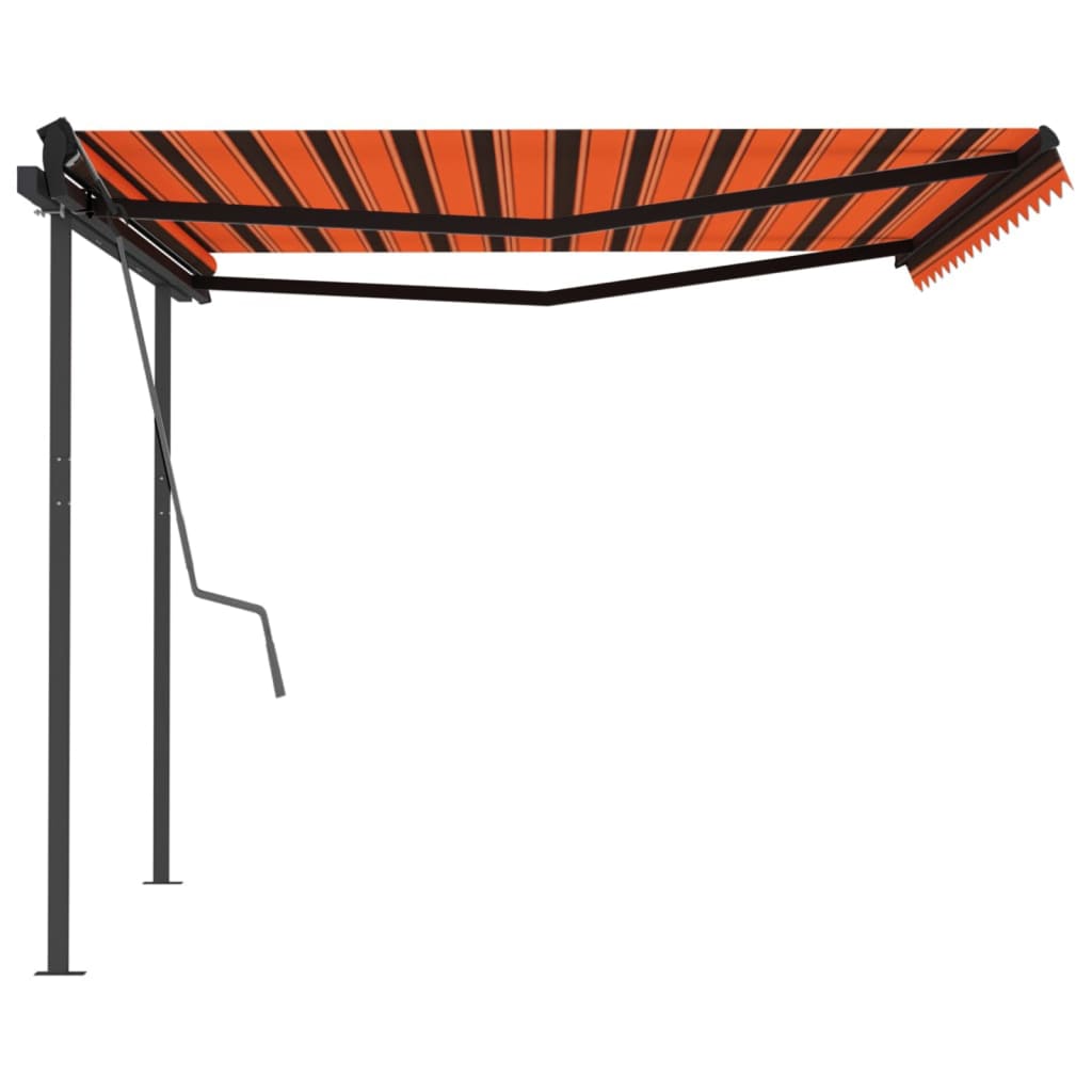 Tenda Sole Retrattile Manuale con Pali 4x3 m Arancione Marrone 3070140