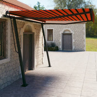 Tenda Sole Retrattile Manuale con Pali 4x3 m Arancione Marrone 3070140