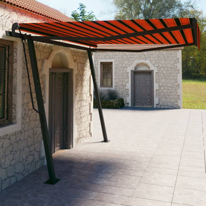 Tenda Sole Retrattile Manuale con Pali 4x3 m Arancione Marrone 3070140