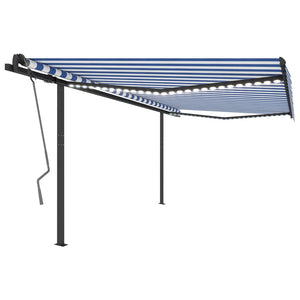 Tenda da Sole Retrattile Manuale con LED 4x3 m Blu e Bianca 3070141