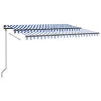 Tenda da Sole Retrattile Manuale con LED 4x3 m Blu e Bianca 3070141