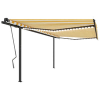 Tenda da Sole Retrattile Manuale con LED 4x3 m Gialla e Bianca 3070143