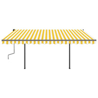 Tenda da Sole Retrattile Manuale con LED 4x3 m Gialla e Bianca 3070143