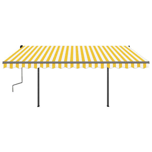 Tenda da Sole Retrattile Manuale con LED 4x3 m Gialla e Bianca 3070143
