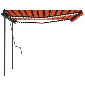 Tenda da Sole Retrattile Manuale con LED 4x3 m Arancio Marrone cod mxl 43883