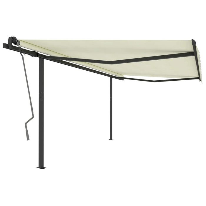 Tenda da Sole Retrattile Manuale con Pali 4,5x3 m Crema 3070157