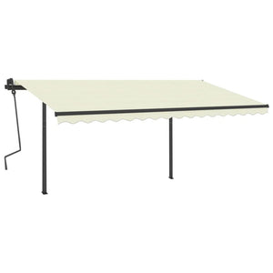 Tenda da Sole Retrattile Manuale con Pali 4,5x3 m Crema 3070157