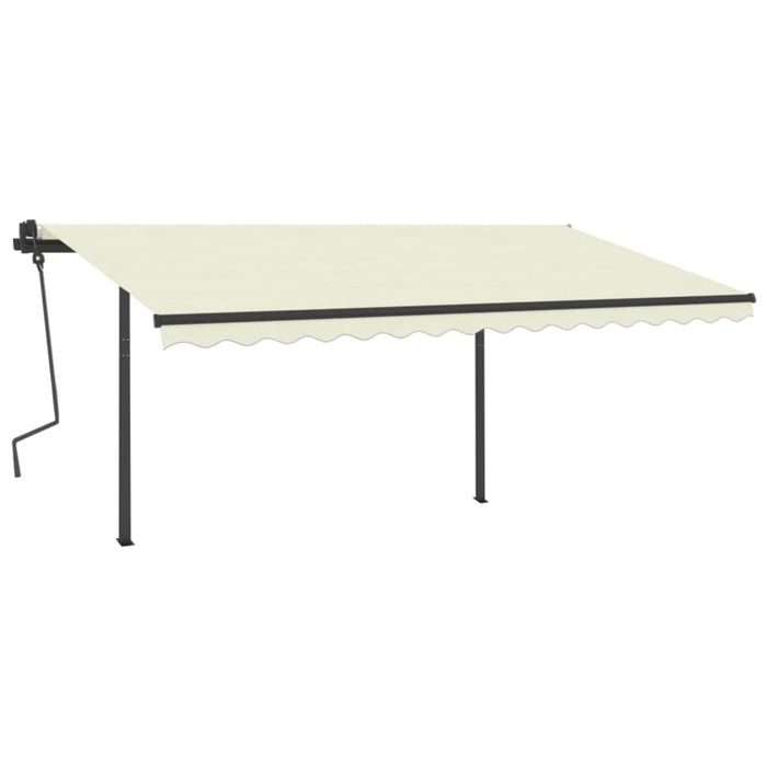 Tenda da Sole Retrattile Manuale con Pali 4,5x3 m Crema 3070157