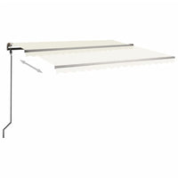 Tenda da Sole Retrattile Manuale con Pali 4,5x3 m Crema 3070157