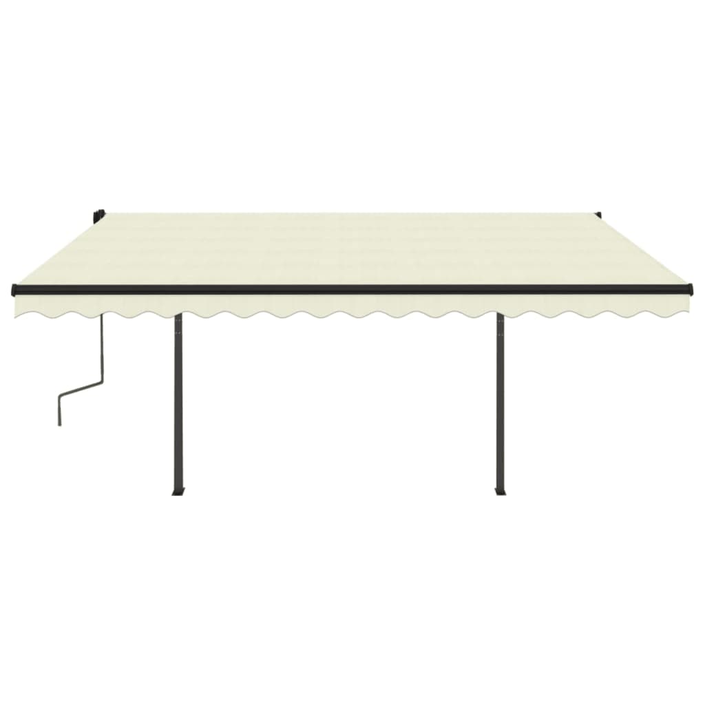 Tenda da Sole Retrattile Manuale con Pali 4,5x3 m Crema 3070157