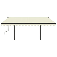 Tenda da Sole Retrattile Manuale con Pali 4,5x3 m Crema 3070157
