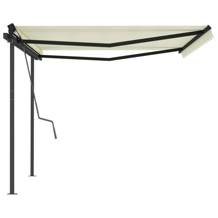 Tenda da Sole Retrattile Manuale con Pali 4,5x3 m Crema 3070157
