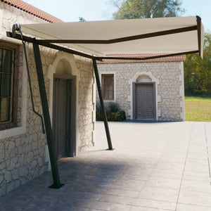 Tenda da Sole Retrattile Manuale con Pali 4,5x3 m Crema 3070157