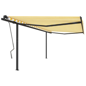 Tenda da Sole Retrattile Manuale con Pali 4,5x3 m Gialla Bianca cod mxl 57741