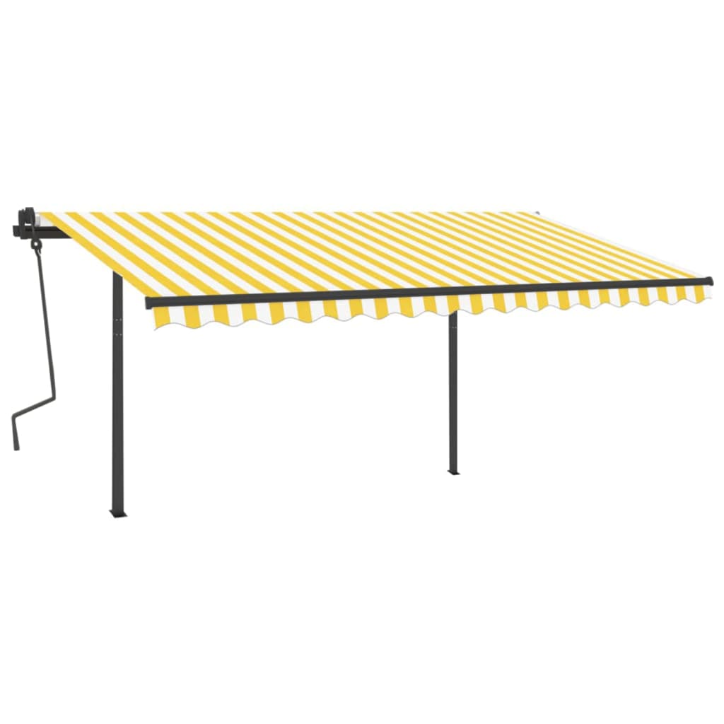Tenda da Sole Retrattile Manuale con Pali 4,5x3 m Gialla Bianca cod mxl 57741