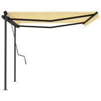 Tenda da Sole Retrattile Manuale con Pali 4,5x3 m Gialla Bianca cod mxl 57741