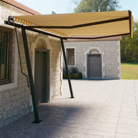 Tenda da Sole Retrattile Manuale con Pali 4,5x3 m Gialla Bianca cod mxl 57741