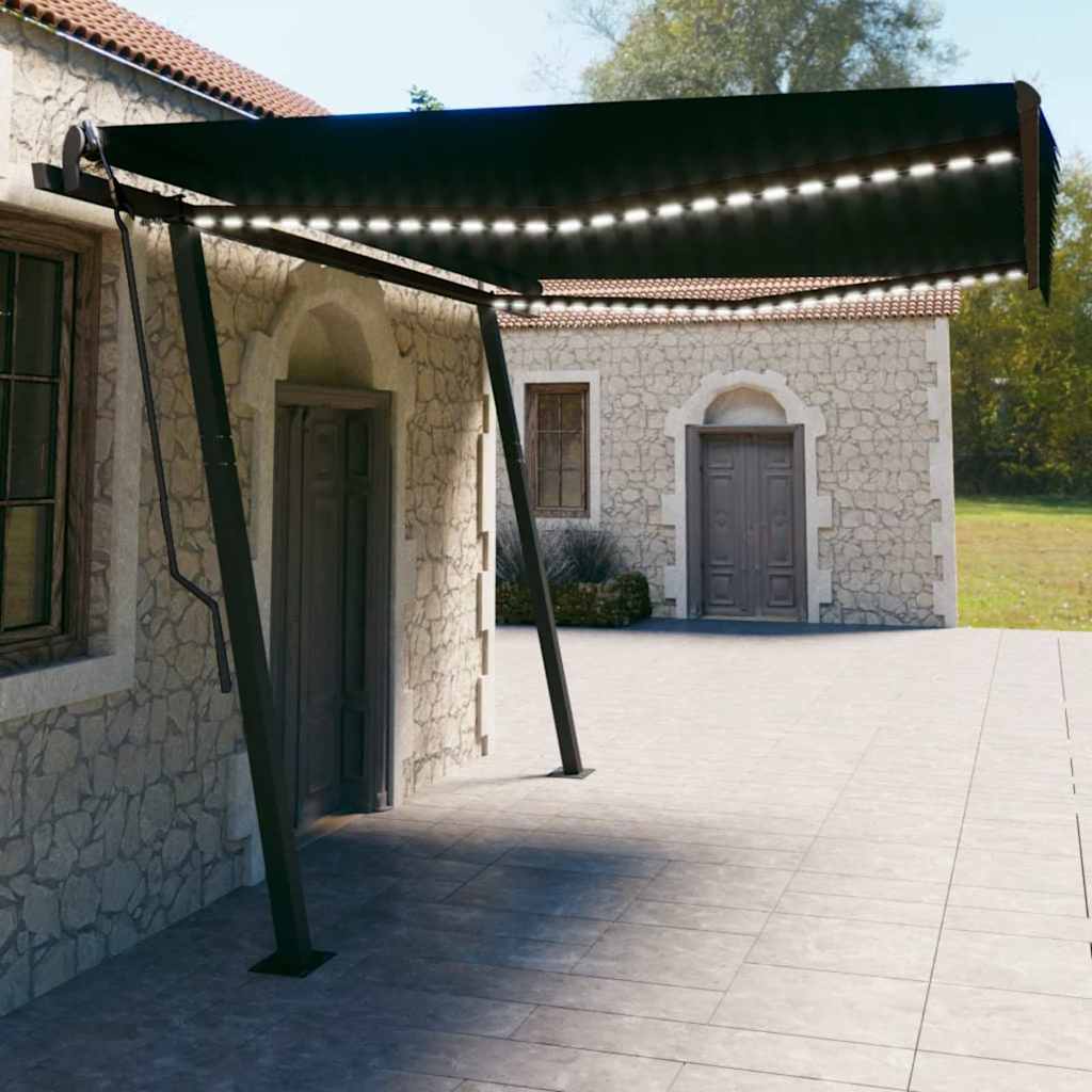 Tenda da Sole Retrattile Manuale con LED 4,5x3 m Antracite 3070164