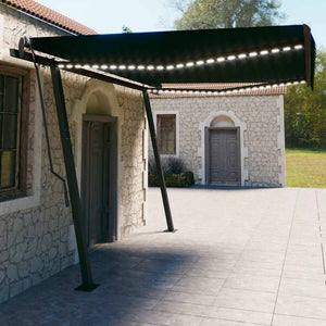 Tenda da Sole Retrattile Manuale con LED 4,5x3 m Antracite 3070164
