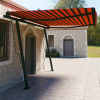 Tenda Retrattile Automatica con Pali 4,5x3 m Arancio e Marrone 3070170
