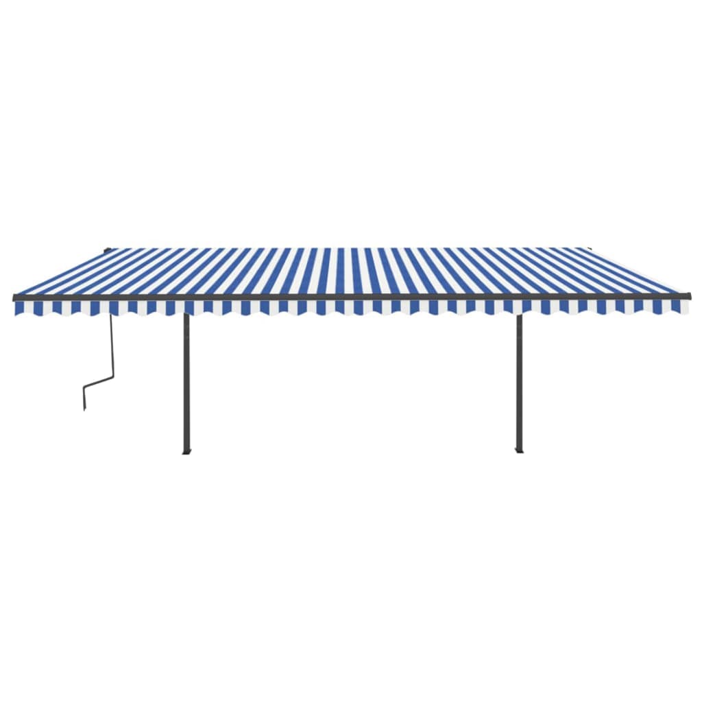 Tenda da Sole Retrattile Manuale con Pali 6x3 m Blu e Bianco 3070196
