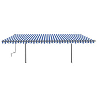 Tenda da Sole Retrattile Manuale con Pali 6x3 m Blu e Bianco 3070196
