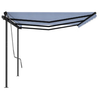 Tenda da Sole Retrattile Manuale con Pali 6x3 m Blu e Bianco 3070196