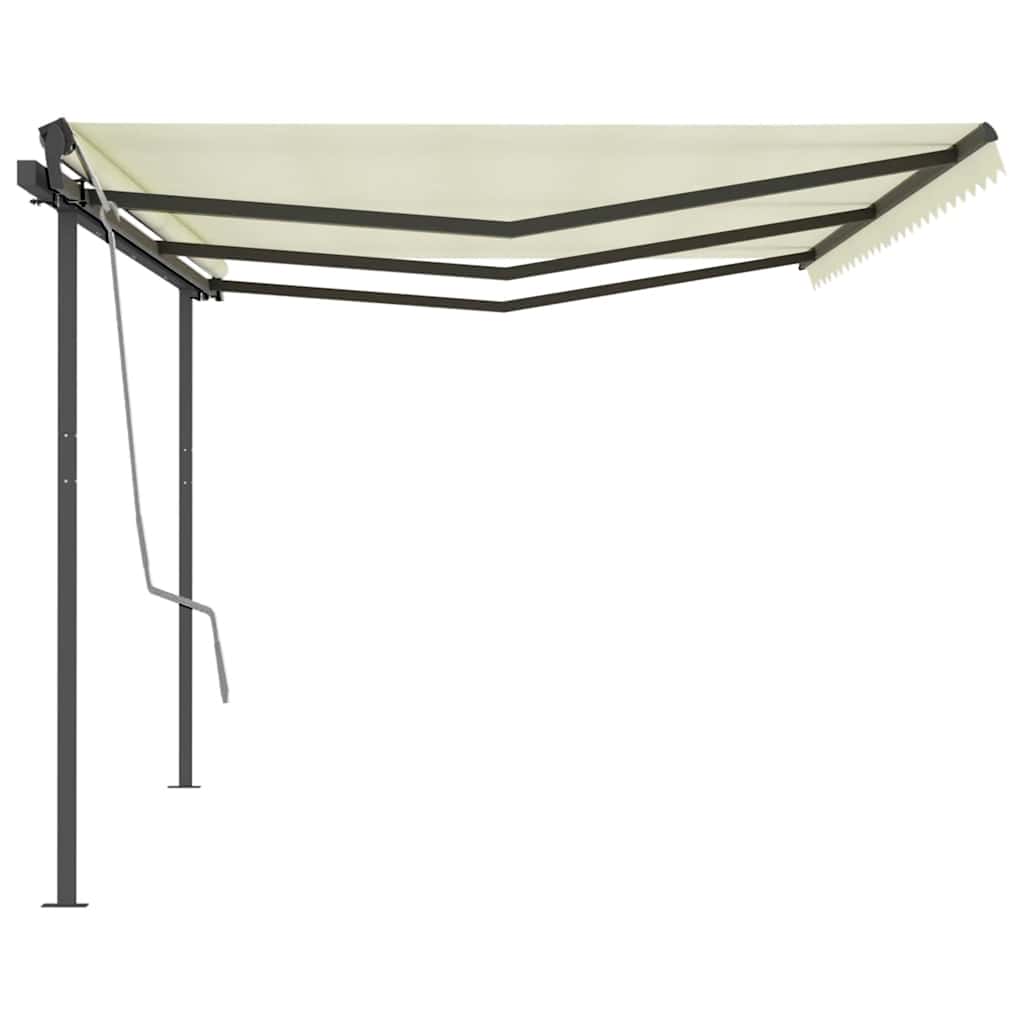 Tenda da Sole Retrattile Manuale con Pali 6x3 m Crema 3070197