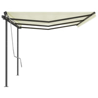 Tenda da Sole Retrattile Manuale con Pali 6x3 m Crema 3070197