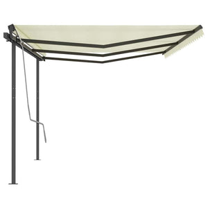 Tenda da Sole Retrattile Manuale con Pali 6x3 m Crema 3070197