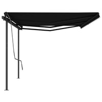 Tenda da Sole Retrattile Manuale con Pali 6x3 m Antracite cod mxl 43837