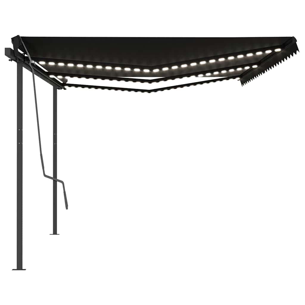 Tenda da Sole Retrattile Manuale con LED 6x3 m Antracite 3070204