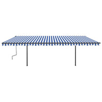 Tenda da Sole Retrattile Automatica con Pali 6x3 m Blu e Bianca cod mxl 60902