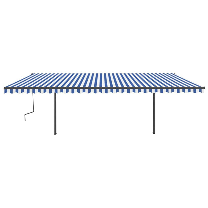 Tenda da Sole Retrattile Automatica con Pali 6x3 m Blu e Bianca cod mxl 60902