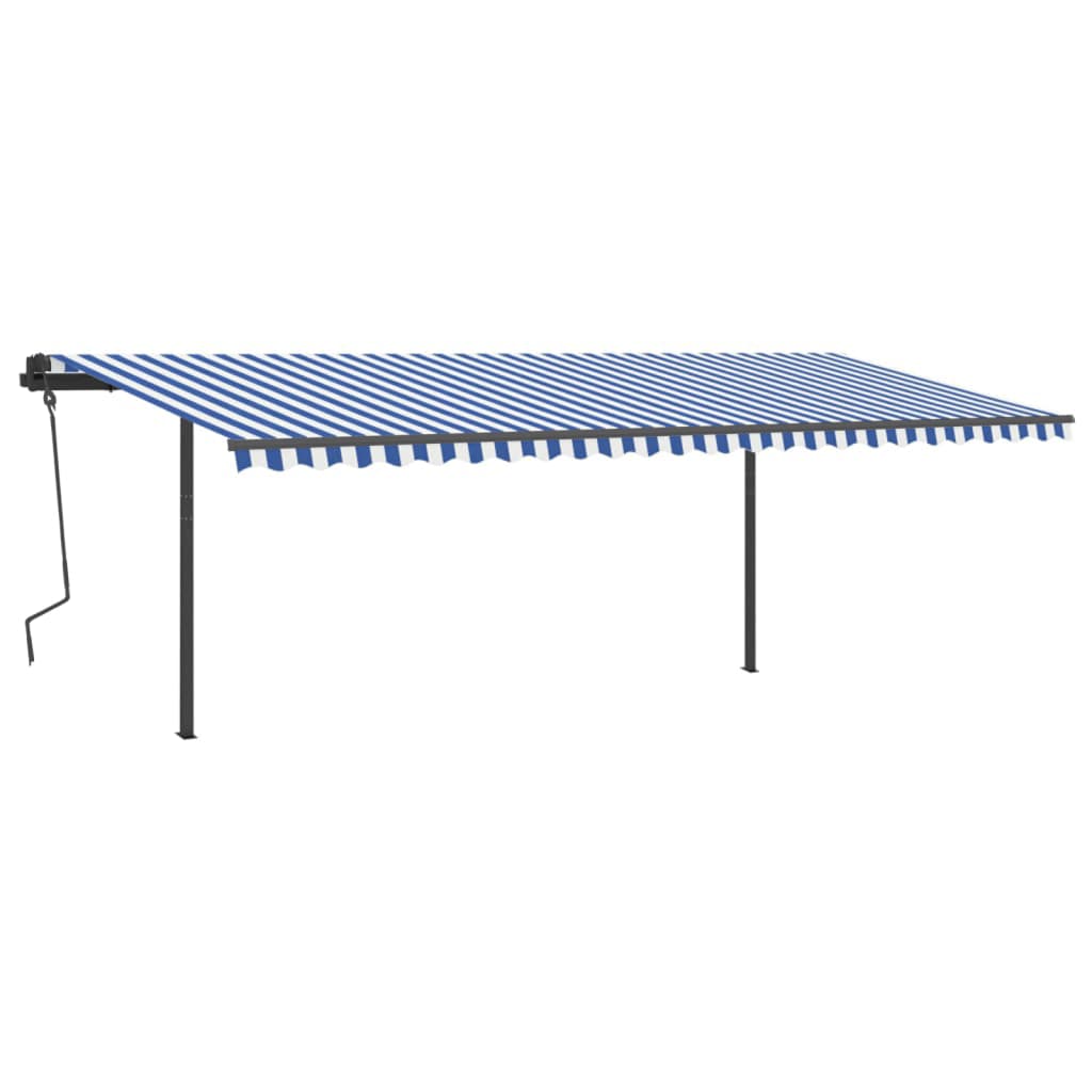Tenda da Sole Retrattile Automatica con Pali 6x3 m Blu e Bianca cod mxl 60902