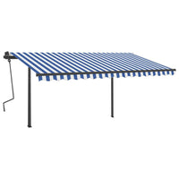 Tenda da Sole Retrattile Manuale con Pali 4x3,5 m Gialla Bianca 3070216