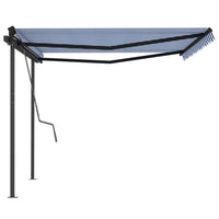 Tenda da Sole Retrattile Manuale con Pali 4x3,5 m Gialla Bianca 3070216