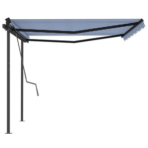 Tenda da Sole Retrattile Manuale con Pali 4x3,5 m Gialla Bianca 3070216