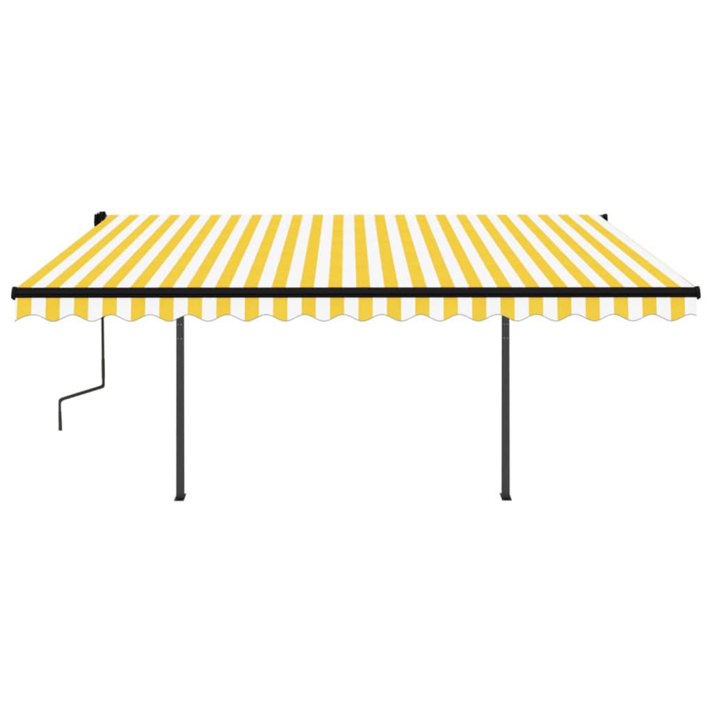 Tenda da Sole Retrattile Manuale con Pali 4x3,5 m Gialla Bianca 3070218