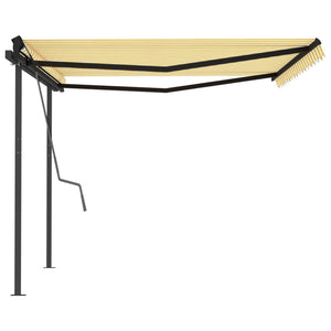 Tenda da Sole Retrattile Manuale con Pali 4x3,5 m Gialla Bianca 3070218