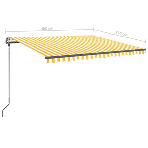 Tenda da Sole Retrattile Manuale con Pali 4x3,5 m Gialla Bianca 3070218