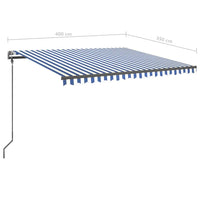 Tenda da Sole Retrattile Manuale con LED 4x3,5 m Blu e Bianca 3070221