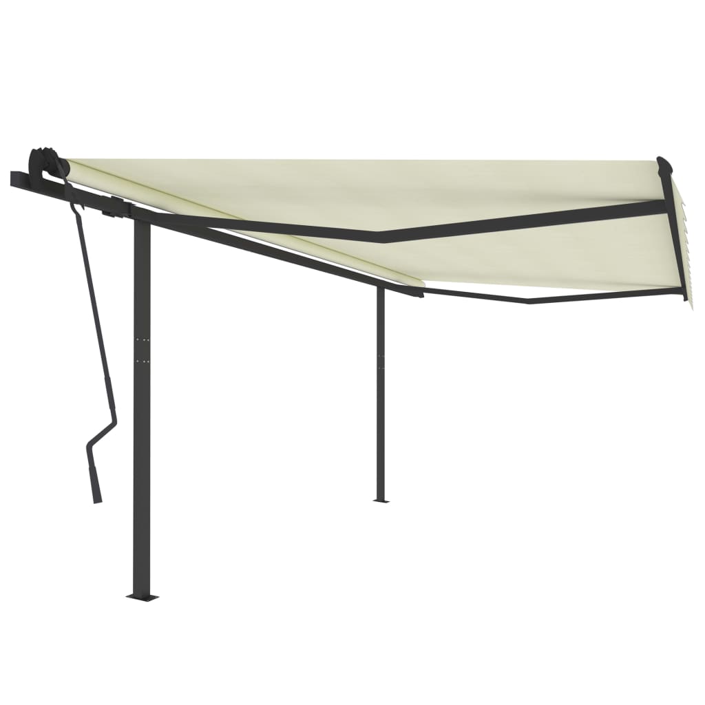 Tenda da Sole Retrattile Manuale con Pali 4,5x3,5 m Crema cod mxl 68750